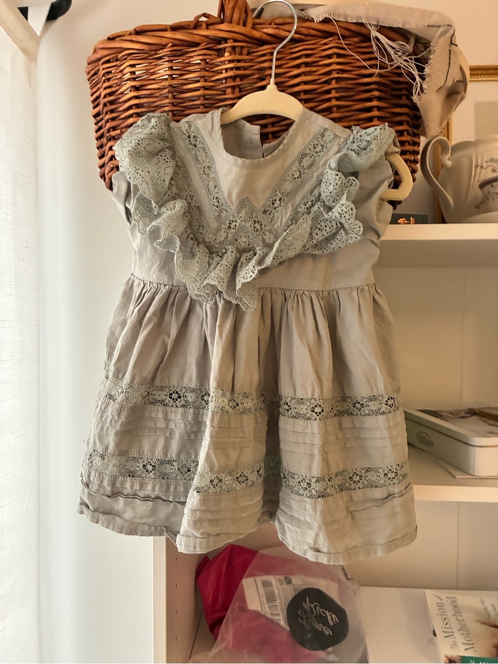 Girls Sage Green Lace Ruffle Dress - Classic Special Occasion